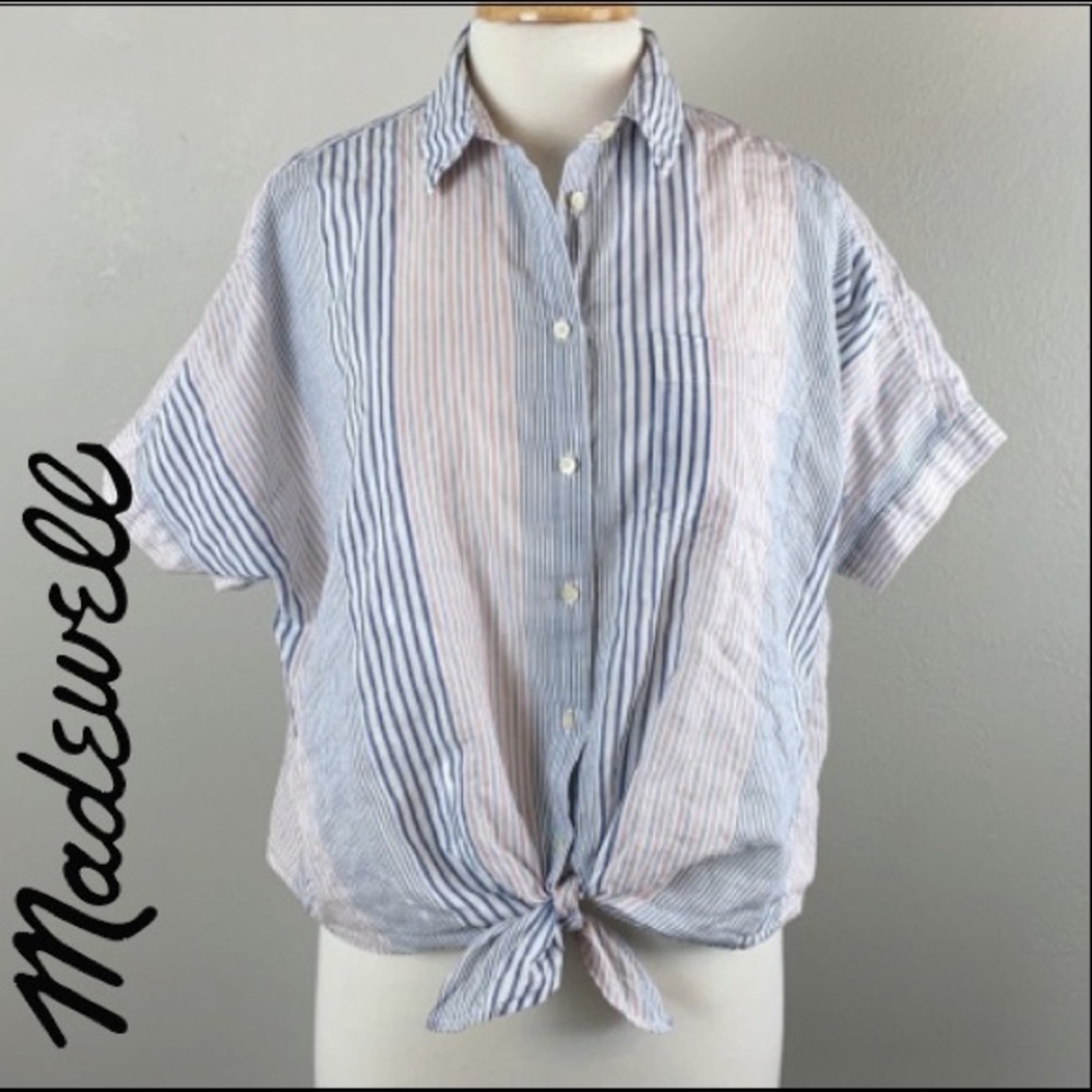 Madewell Tie Front Striped Blouse
